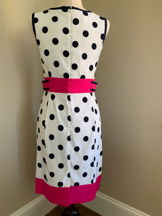 AGB White & Navy Polka Dot Dress w/Fuchsia Trim1