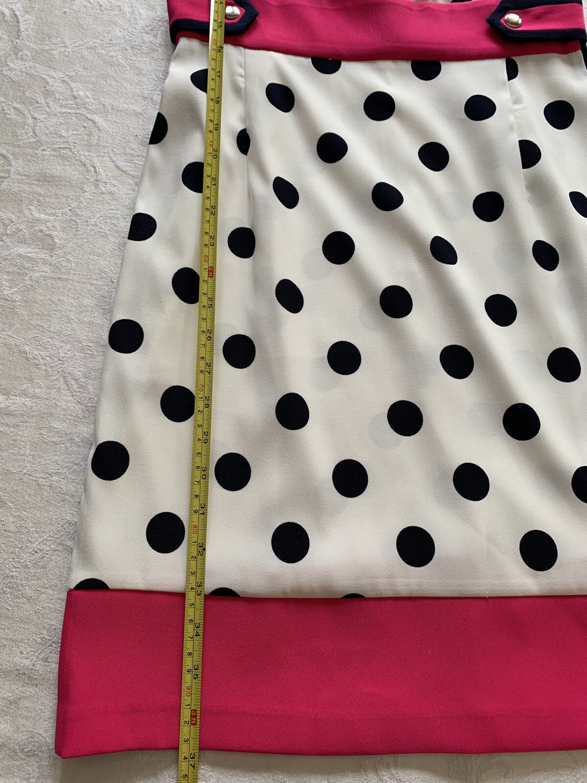 AGB White & Navy Polka Dot Dress w/Fuchsia Trim5