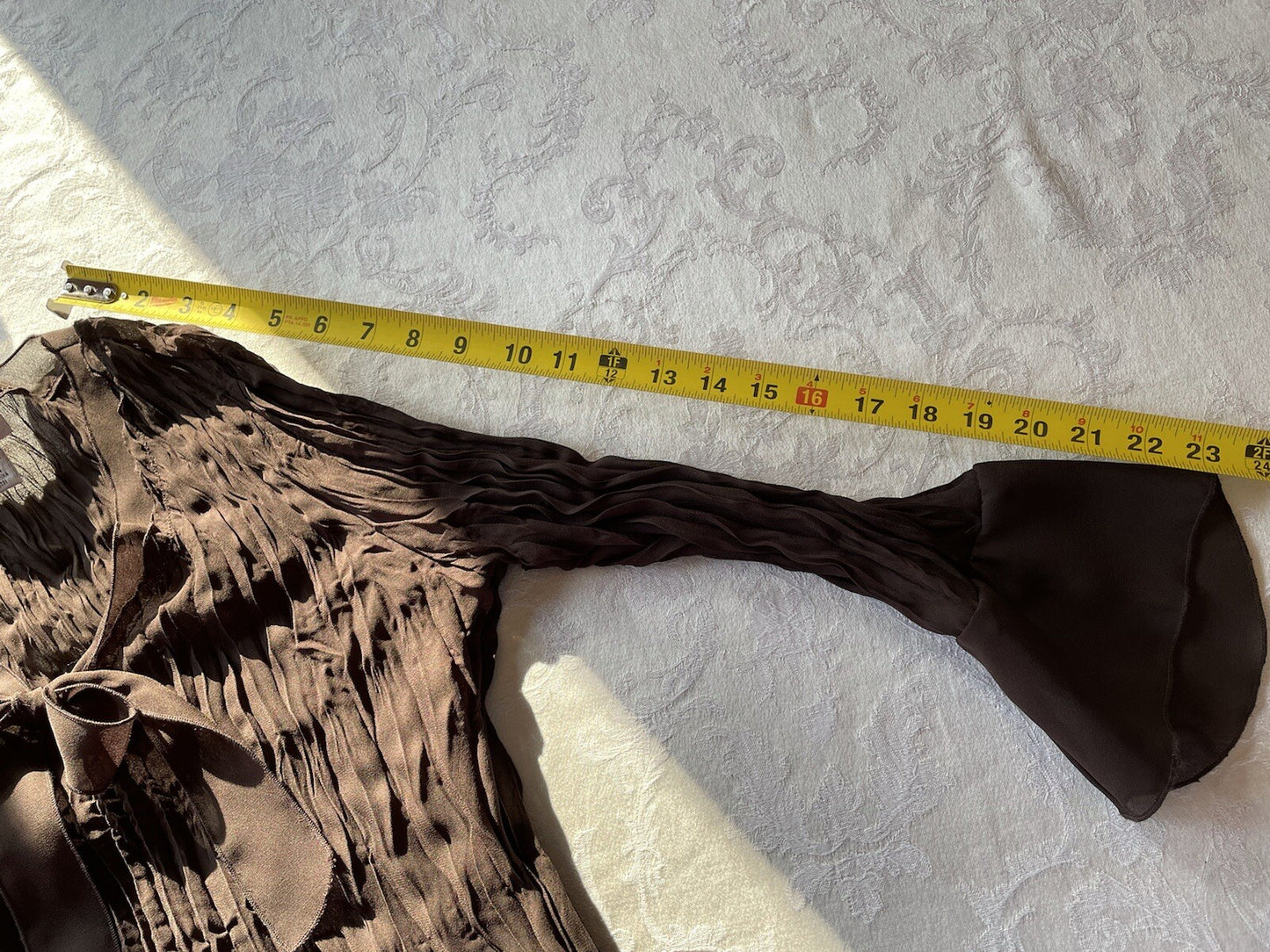 ALLISON TAYLOR Sheer Pleated Lace Blouse, Size Medium9