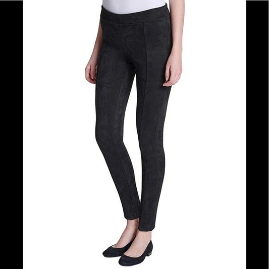 ANDREW MARC Black Faux Suede Pants, Size XS1