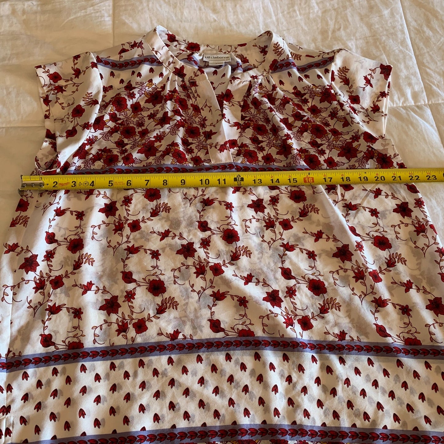 LIZ CLAIRBORN Rust and Cream Floral Sleeveless Blouse, Size Large7