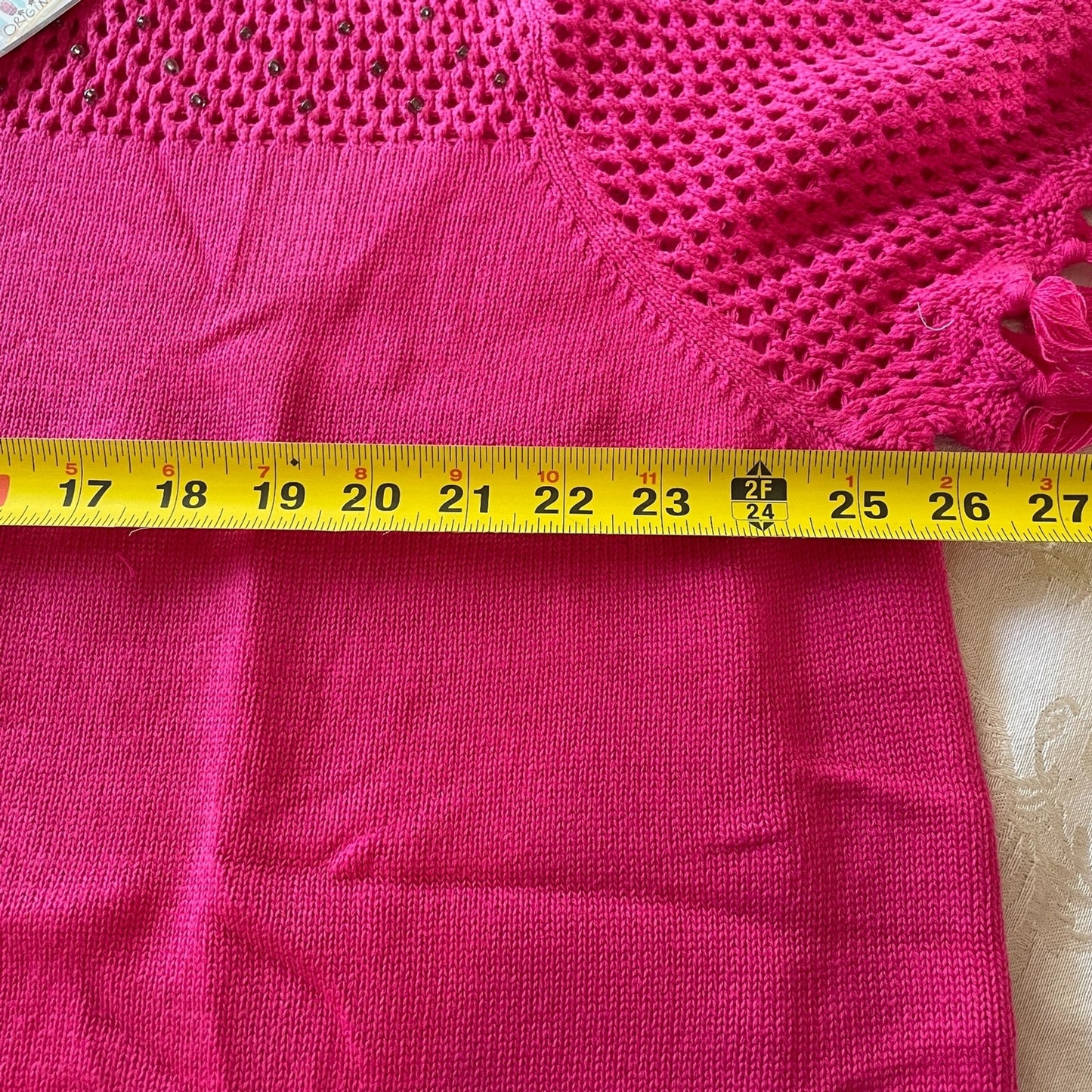 ANTTHONY MARK HANKINS ORIGINAL New % Cotton Crochet Fuchsia Sweater, Size 3X11