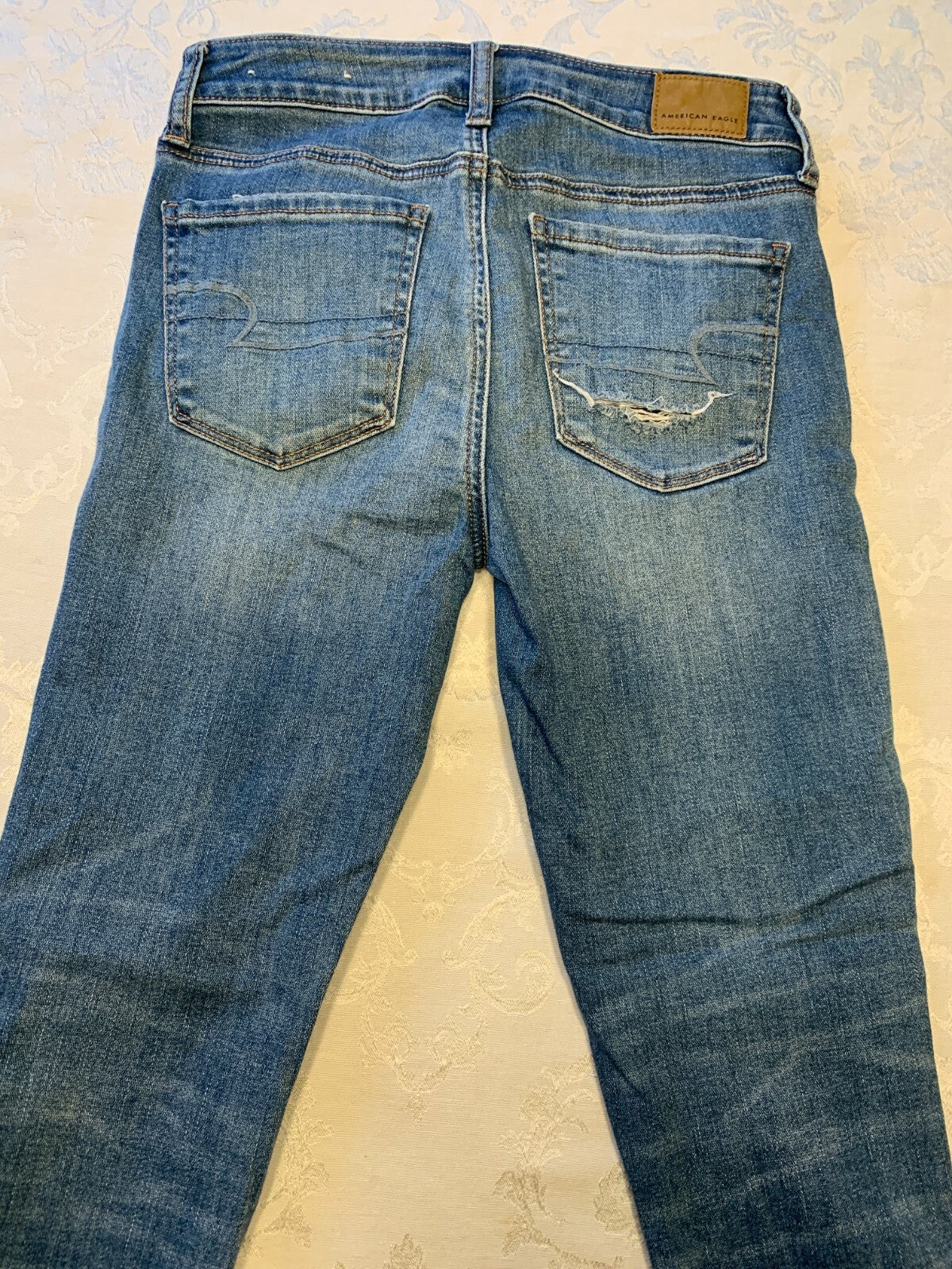 AMERICAN EAGLE Rip Hi-Rise Stretch Blue Jegging, Size 27