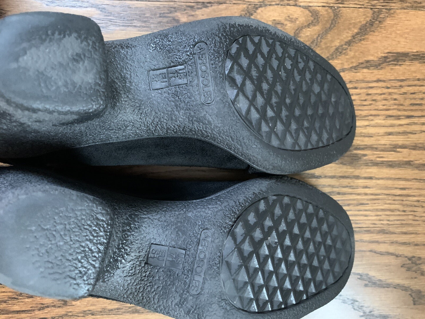 AEROSOLES Smoothie Slip-on Shoe, 3.25” Heel, Black Suede, Size 7.59
