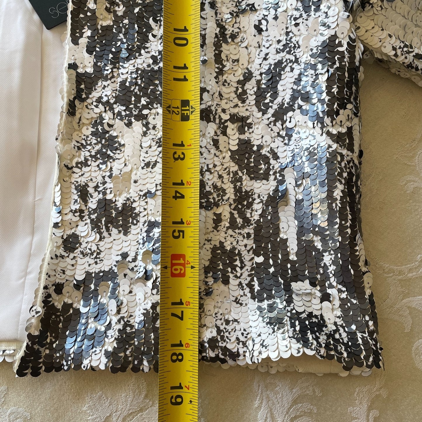 SEN New White & Black Sequin Short Jacket from Milan, Italy, Size XS9