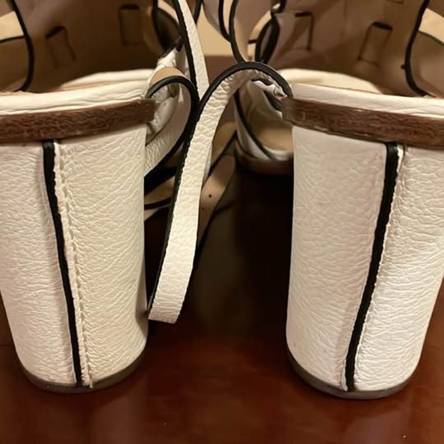 Via Spiga winter white leather open toe strap shoes, Size 86