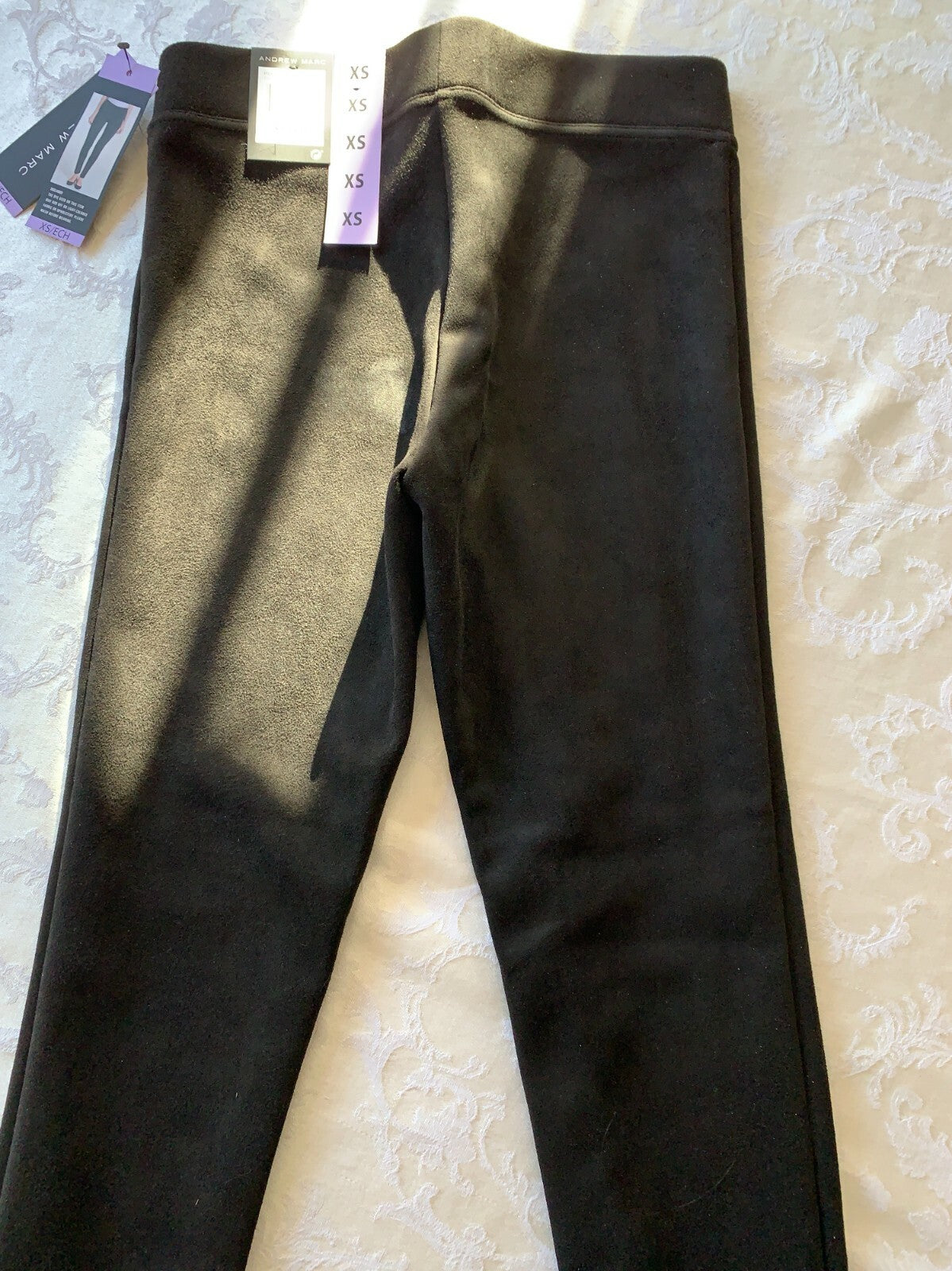ANDREW MARC Black Faux Suede Pants, Size XS10