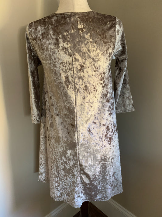 Adorable Crushed Velvet Champagne Dress, Size S1