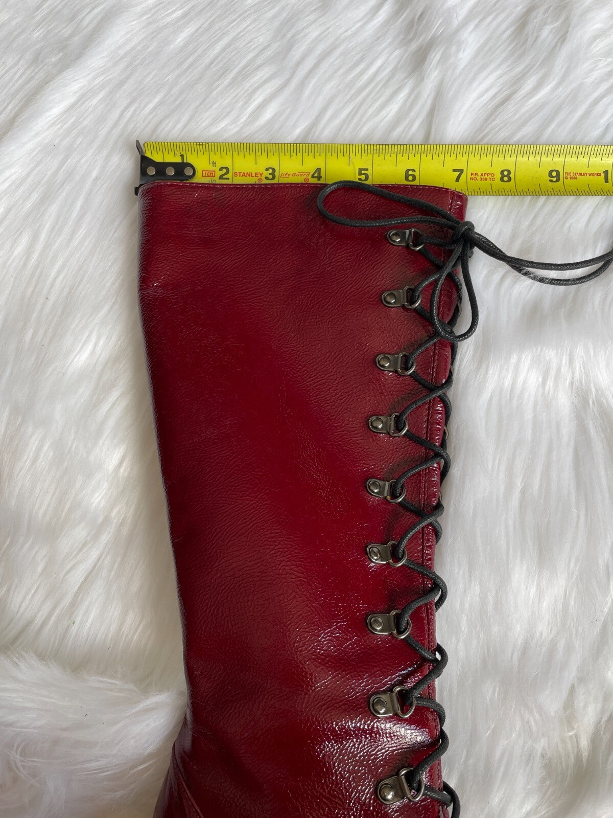WILD PAIR Red Patent Leather Corset 4.5 inch Stiletto Boots, Size 614