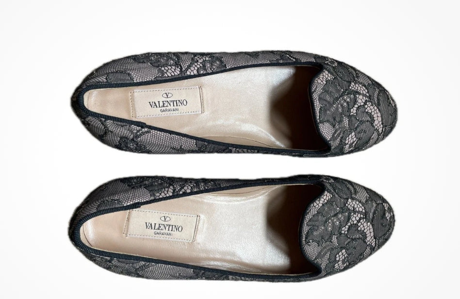 VALENTINO GARAVANI Caviar Crystal Lace Smoking Slippers, (Unworn, Pre-owned)