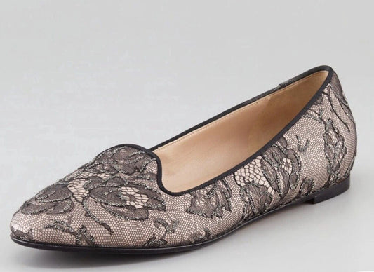 VALENTINO GARAVANI Caviar Crystal Lace Smoking Slippers, (Unworn, Pre-owned)