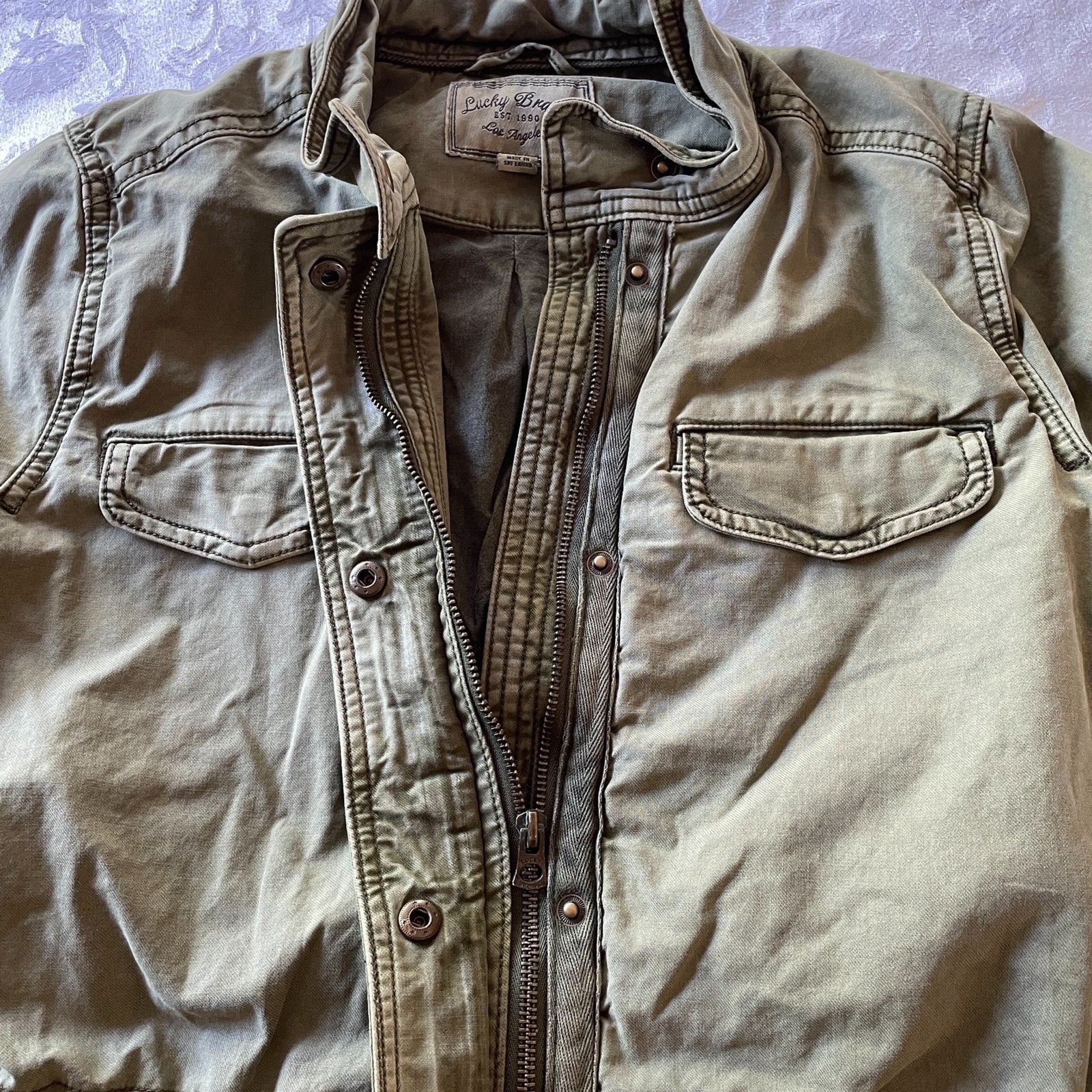 LUCKY BRAND Women's Olive Green Military Utility Jacket, Size S7