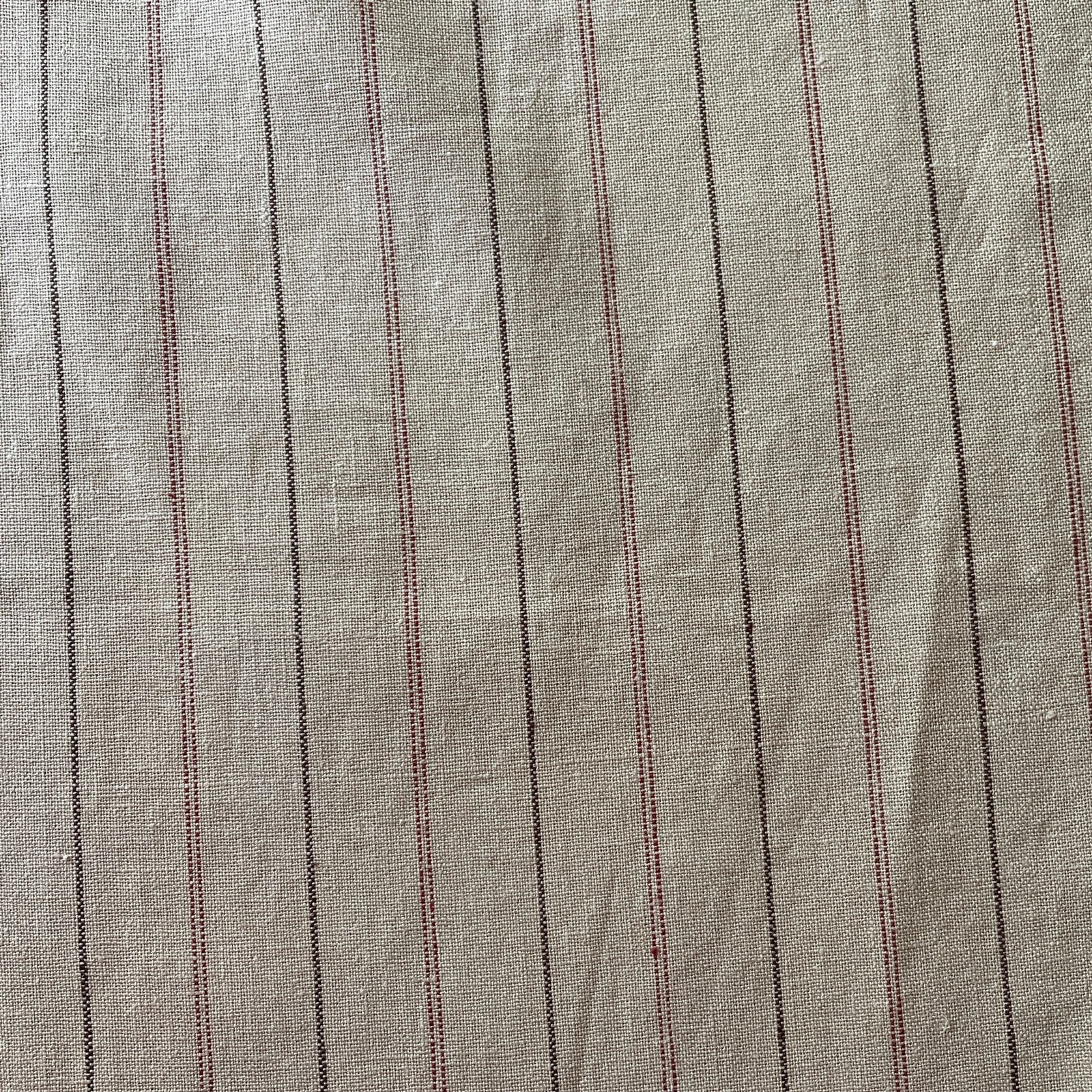 JESSICA LONDON New Beige Linen Chino Pants with Burgundy Pinstripes, Size 34W4