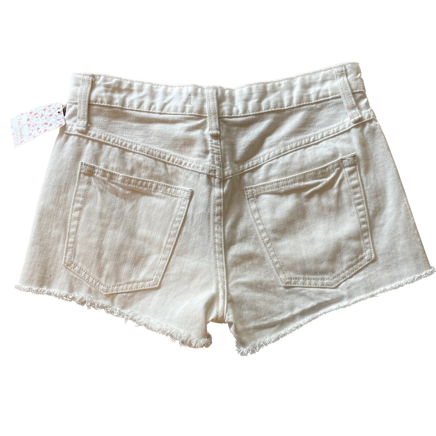 FREE PEOPLE New Off-White Jean Frayed Shorts, Size 251