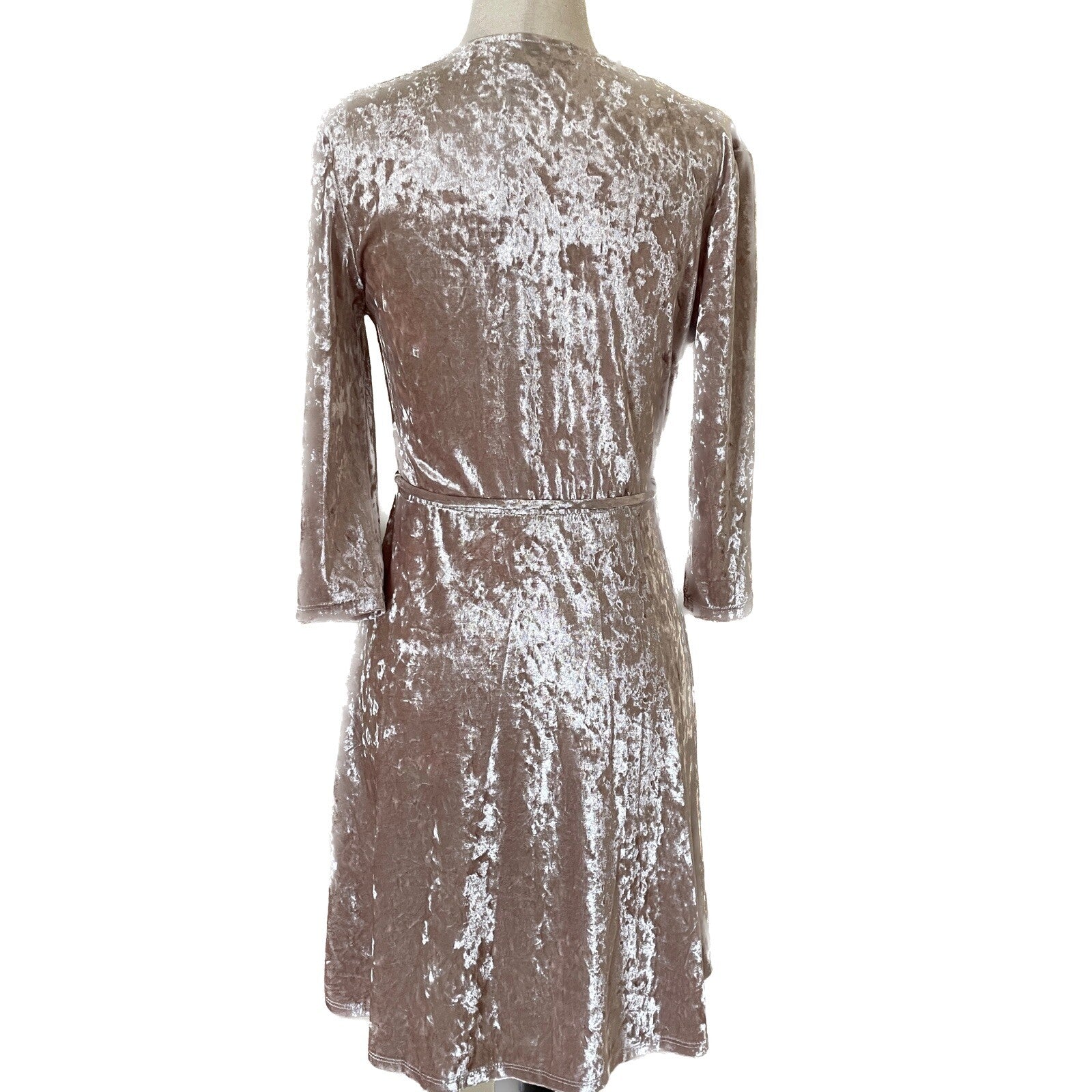 TWENTY New Crushed Velvet Champagne Wrap-Around Dress, Size XS2