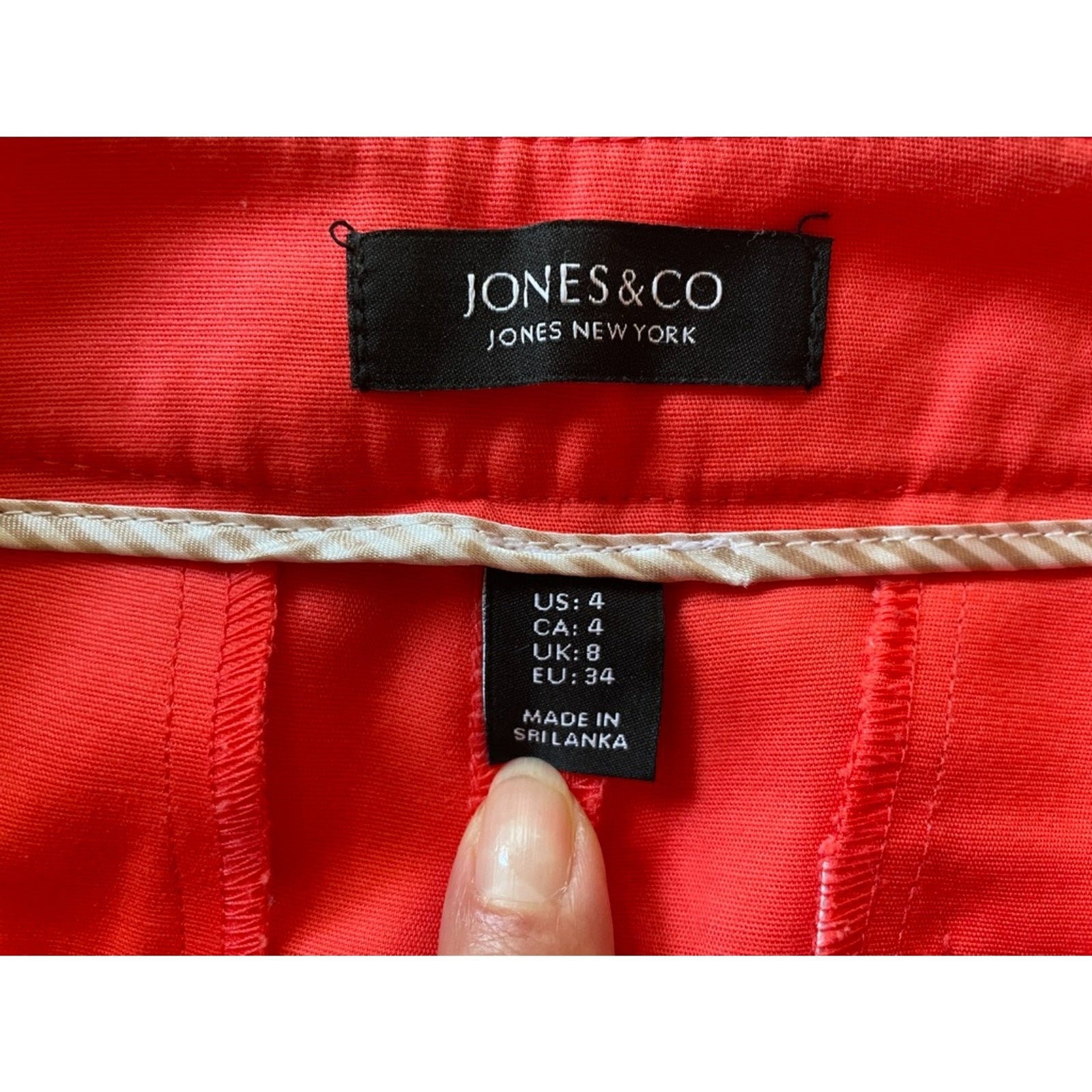 JONES NEW YORK JONES & CO Straight Leg Red Cotton Pants, Size 42