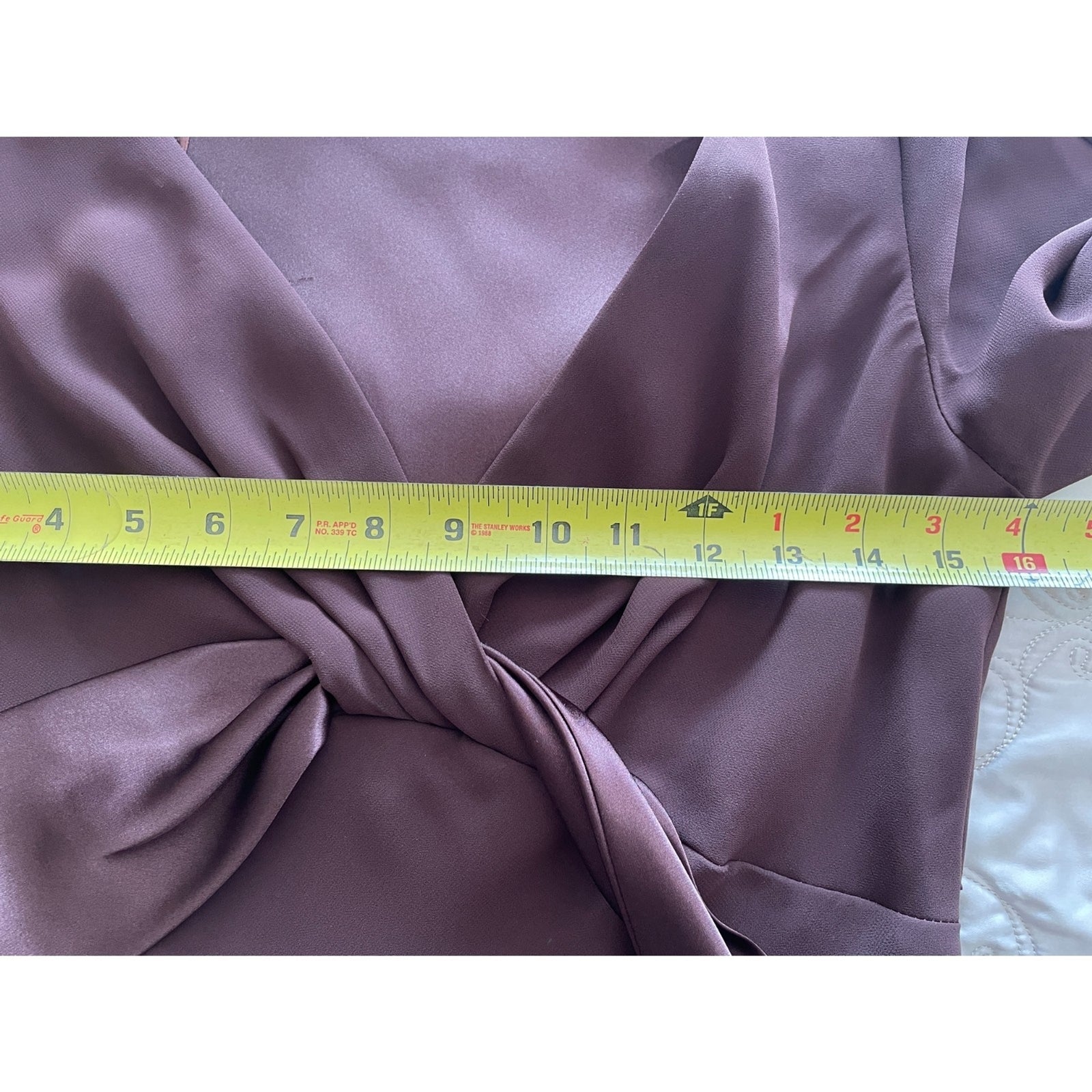 LIZ CLAIRBORNE Chocolate Brown Sheer Dress with Satin Sash Bow, Size 414