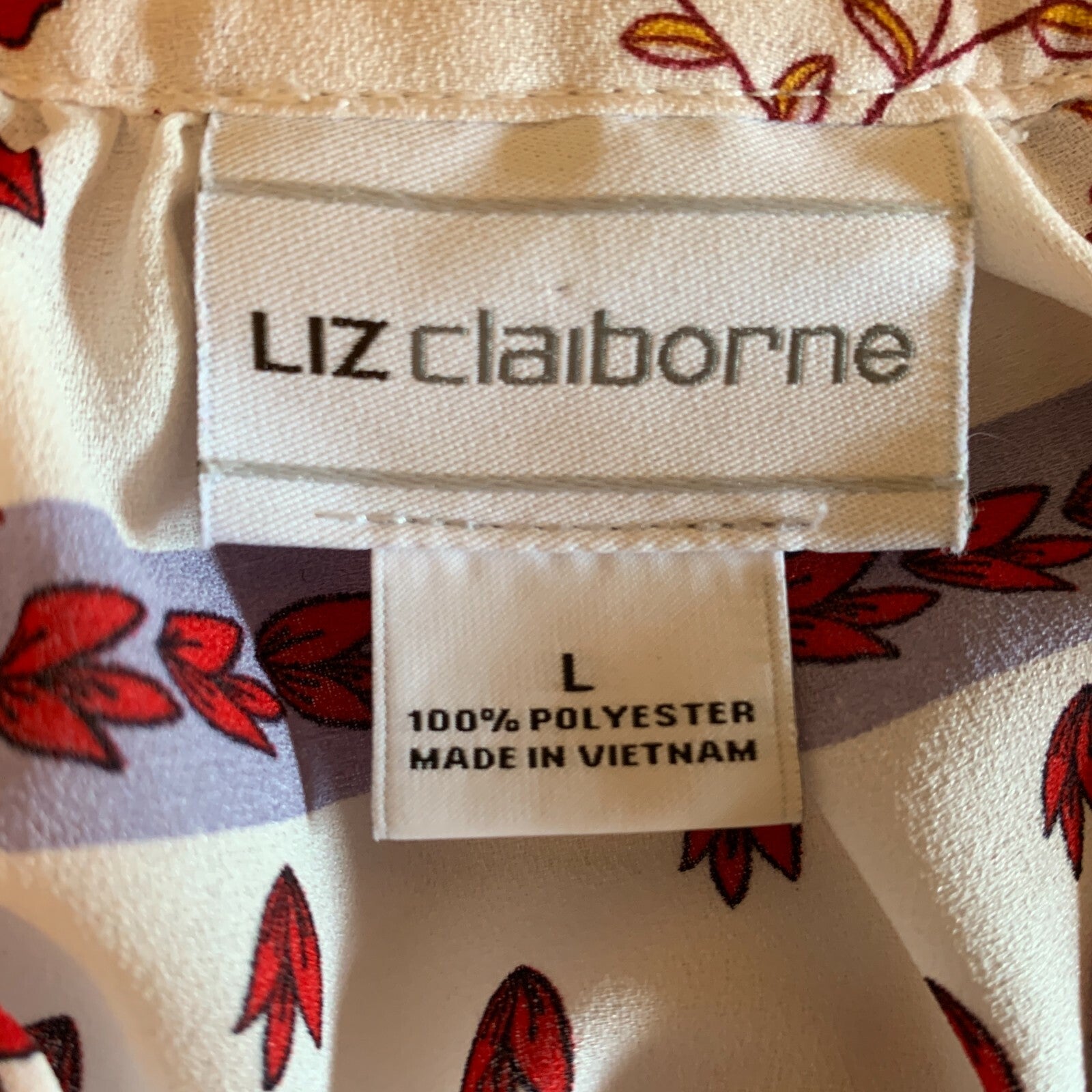 LIZ CLAIRBORN Rust and Cream Floral Sleeveless Blouse, Size Large4