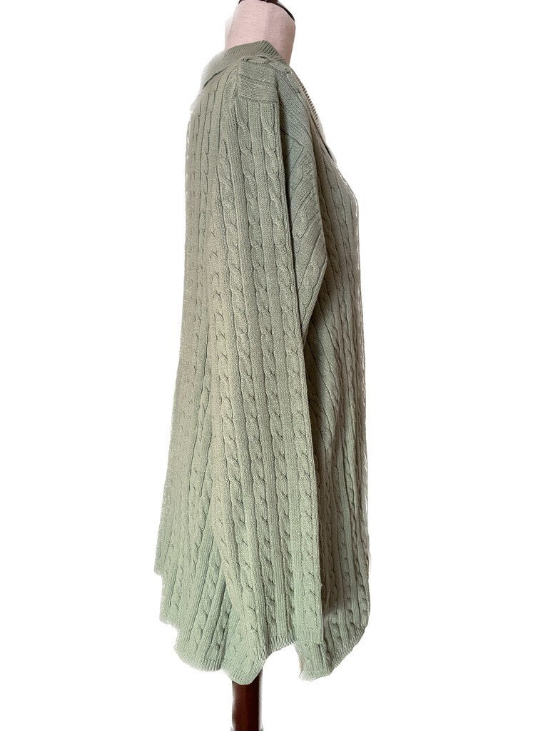 DENIM & CO New Jade Green Cable Knit cotton Cardigan Sweater, Size 3X1
