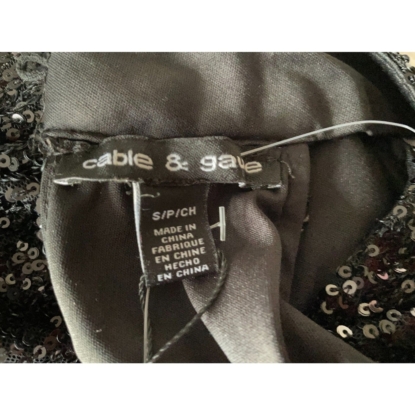 CABLE & GAUGE New Black Sequin Sleeveless Turtleneck Halter Top, Size Small5