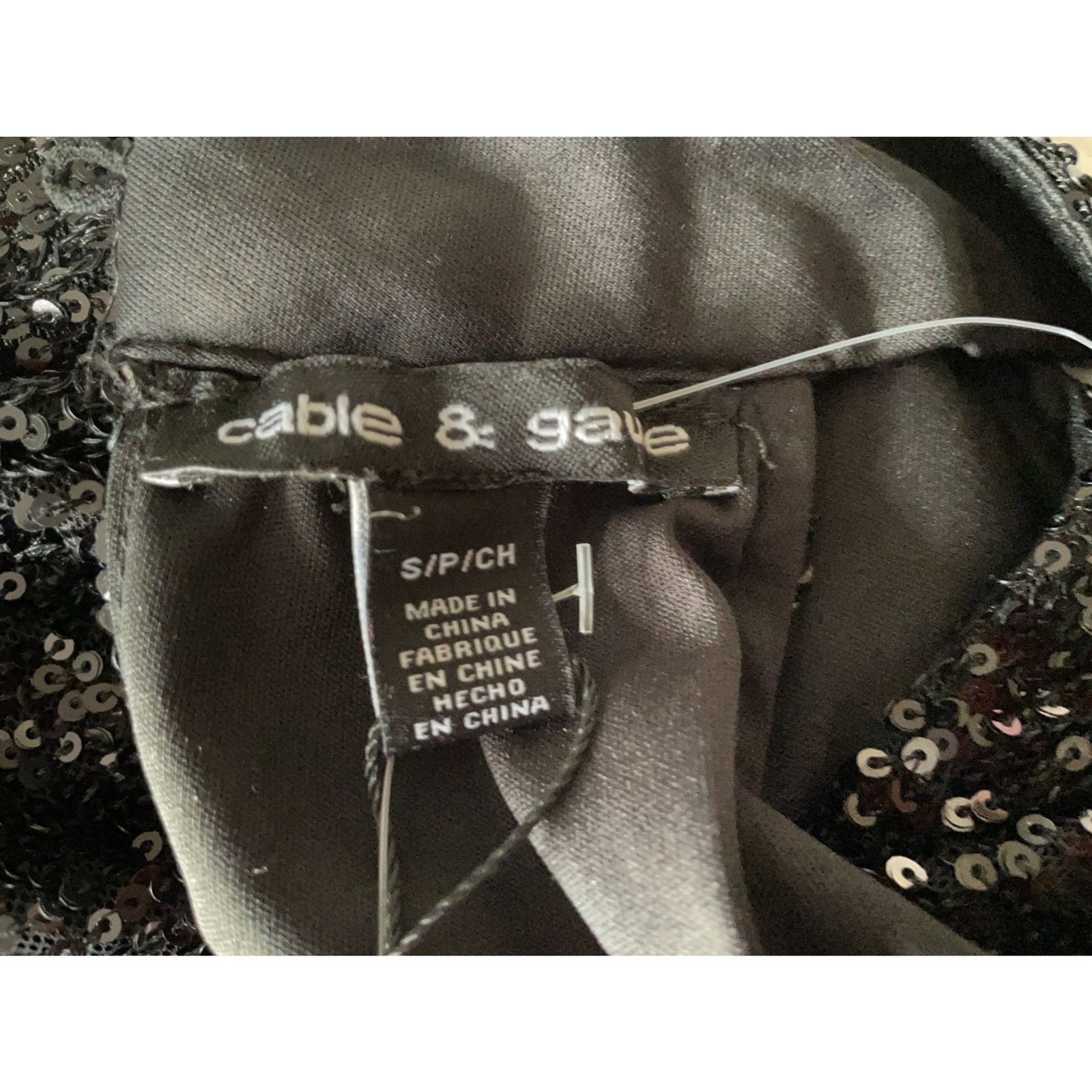 CABLE & GAUGE New Black Sequin Sleeveless Turtleneck Halter Top, Size Small5