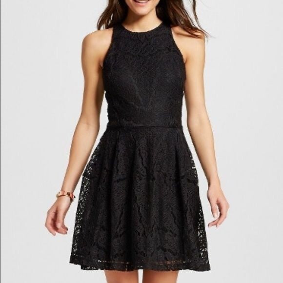  MASSIMO'S Little Black Lace Halter Dress, Size S1