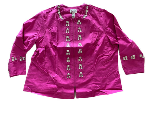 MAGGIE SWEET New Women's Pink Cotton Jacket with Jewels, Size 4X0