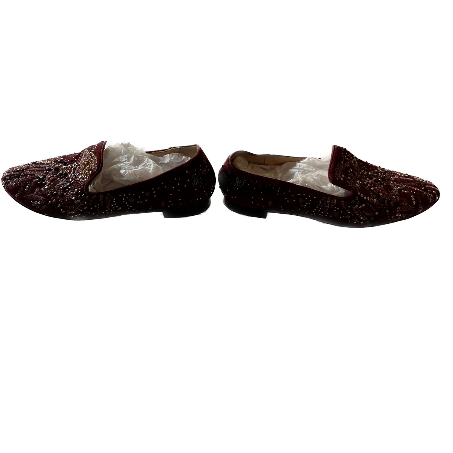 SAM EDELMAN New Burgundy Wine Suede Sequin Flats, Size 63