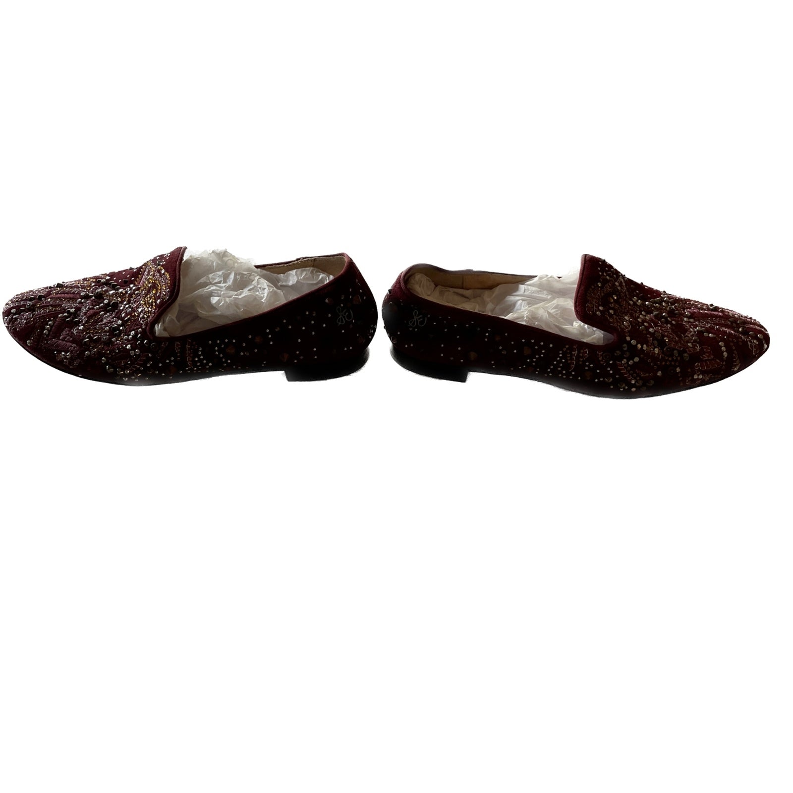 SAM EDELMAN New Burgundy Wine Suede Sequin Flats, Size 63