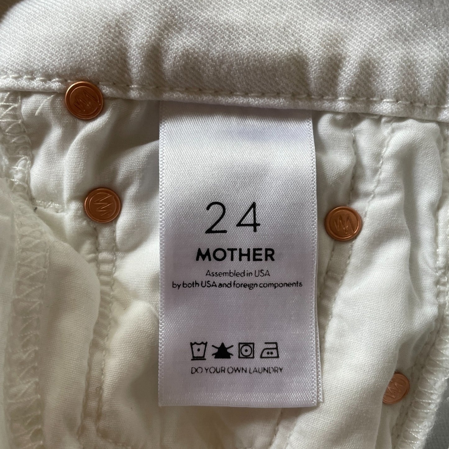 MOTHER New The Looker Ankle Glass Slipper Racer White and Navy Jeans, Size 249
