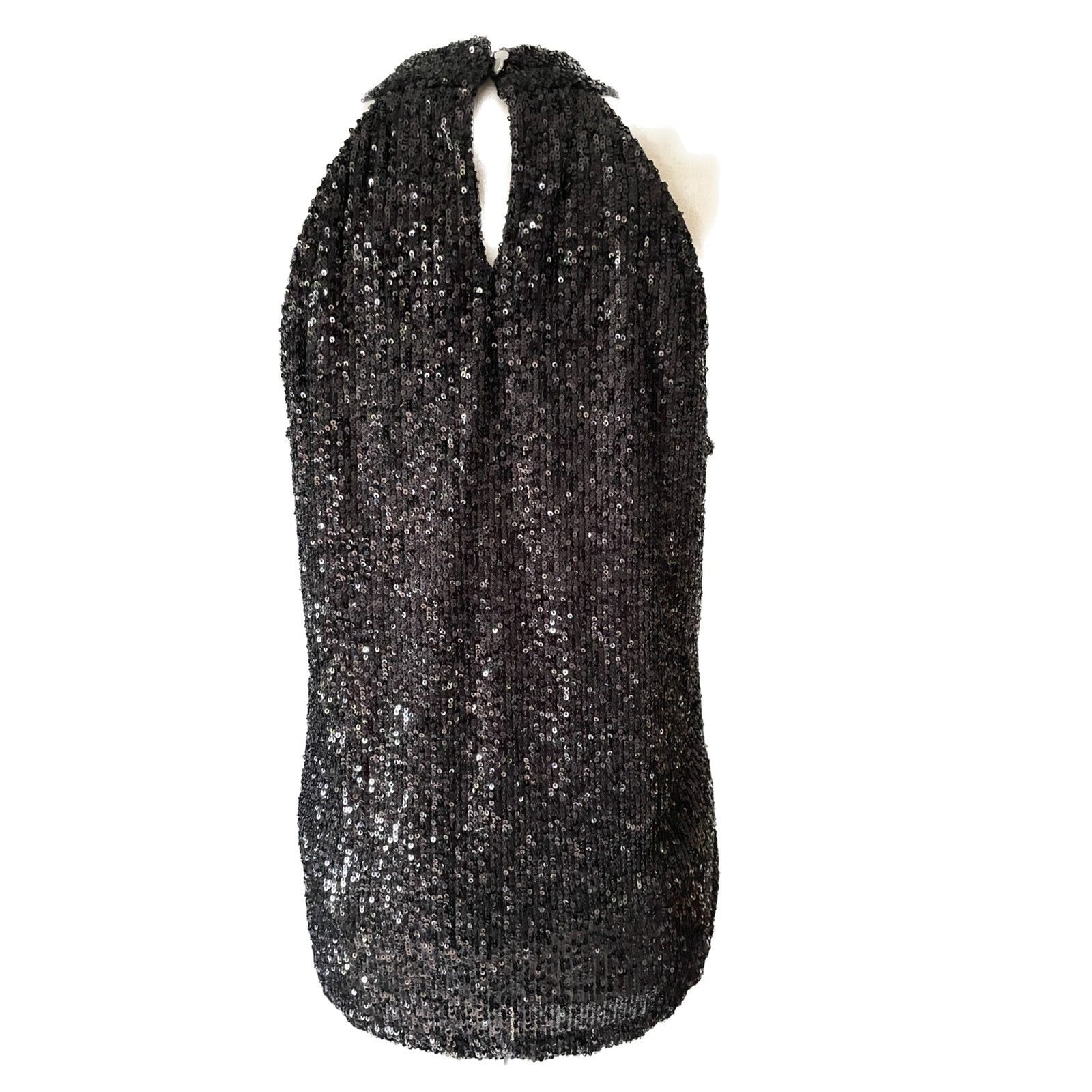CABLE & GAUGE New Black Sequin Sleeveless Turtleneck Halter Top, Size Small2