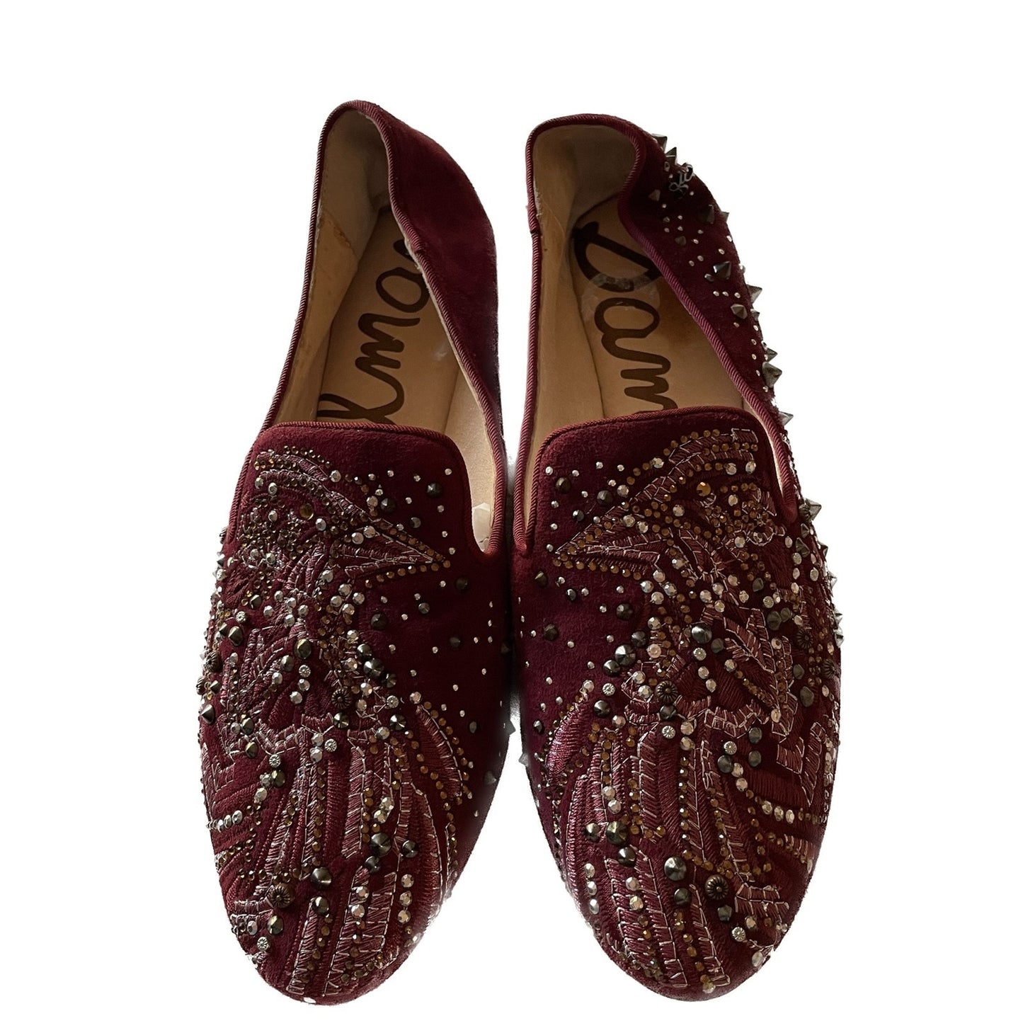 SAM EDELMAN New Burgundy Wine Suede Sequin Flats, Size 60