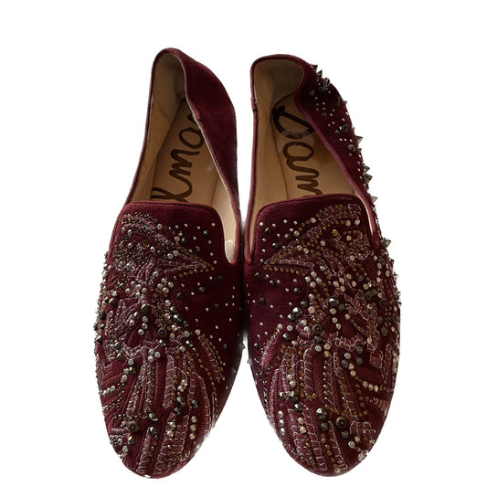 SAM EDELMAN New Burgundy Wine Suede Sequin Flats, Size 60