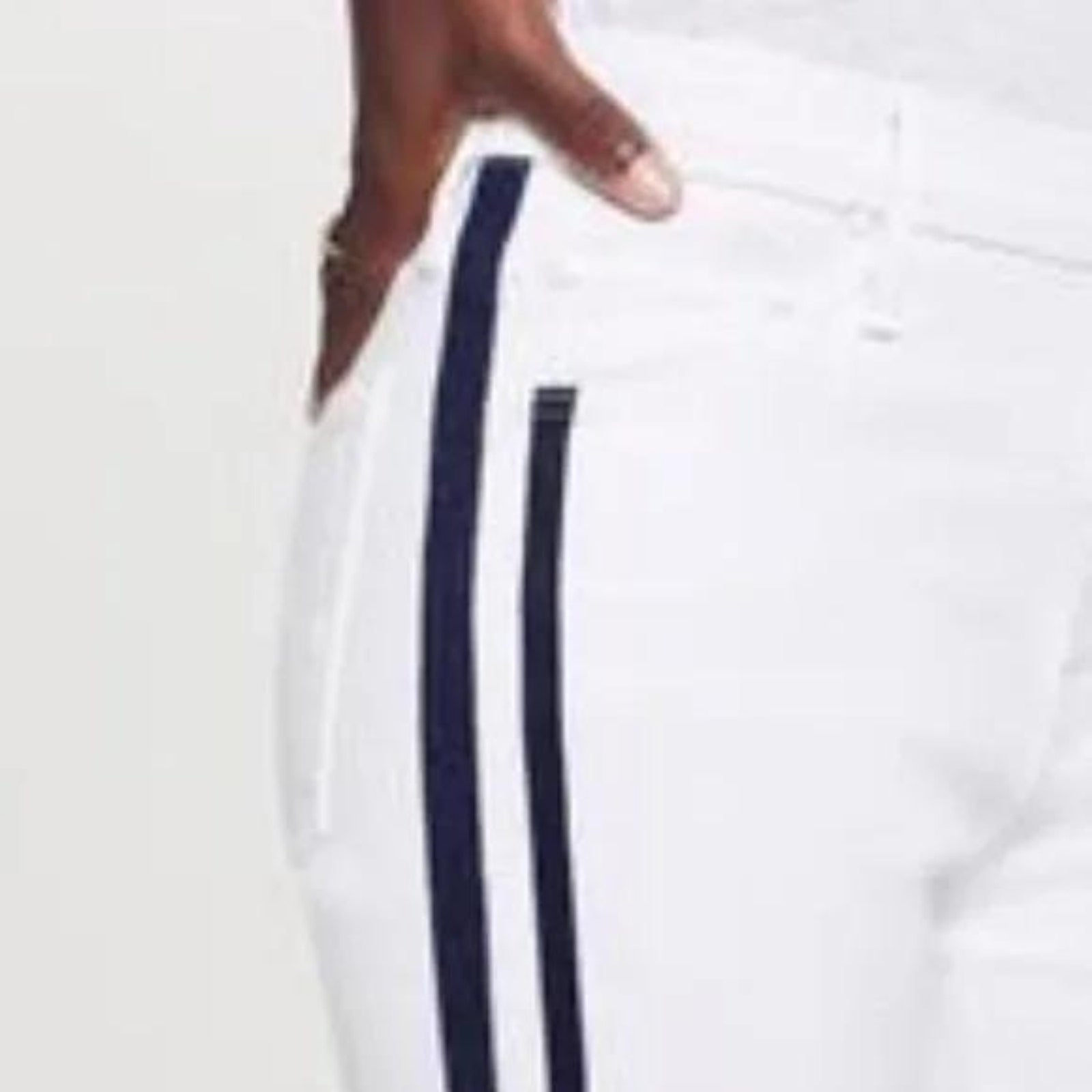 MOTHER New The Looker Ankle Glass Slipper Racer White and Navy Jeans, Size 244