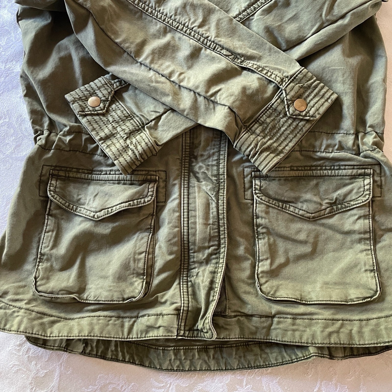 LUCKY BRAND Women's Olive Green Military Utility Jacket, Size S6