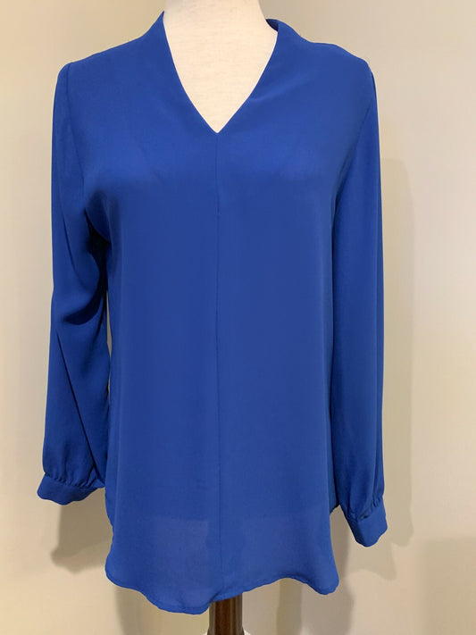 Beautiful Blue Long Sleeve Blouse, Size Small0