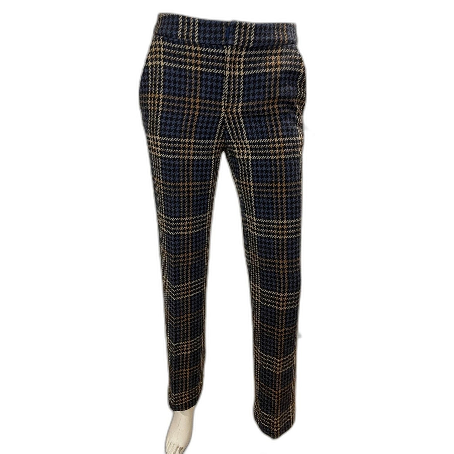 BOSTON PROPER NWOT Navy Multi Plaid Trouser Pants, Size 21