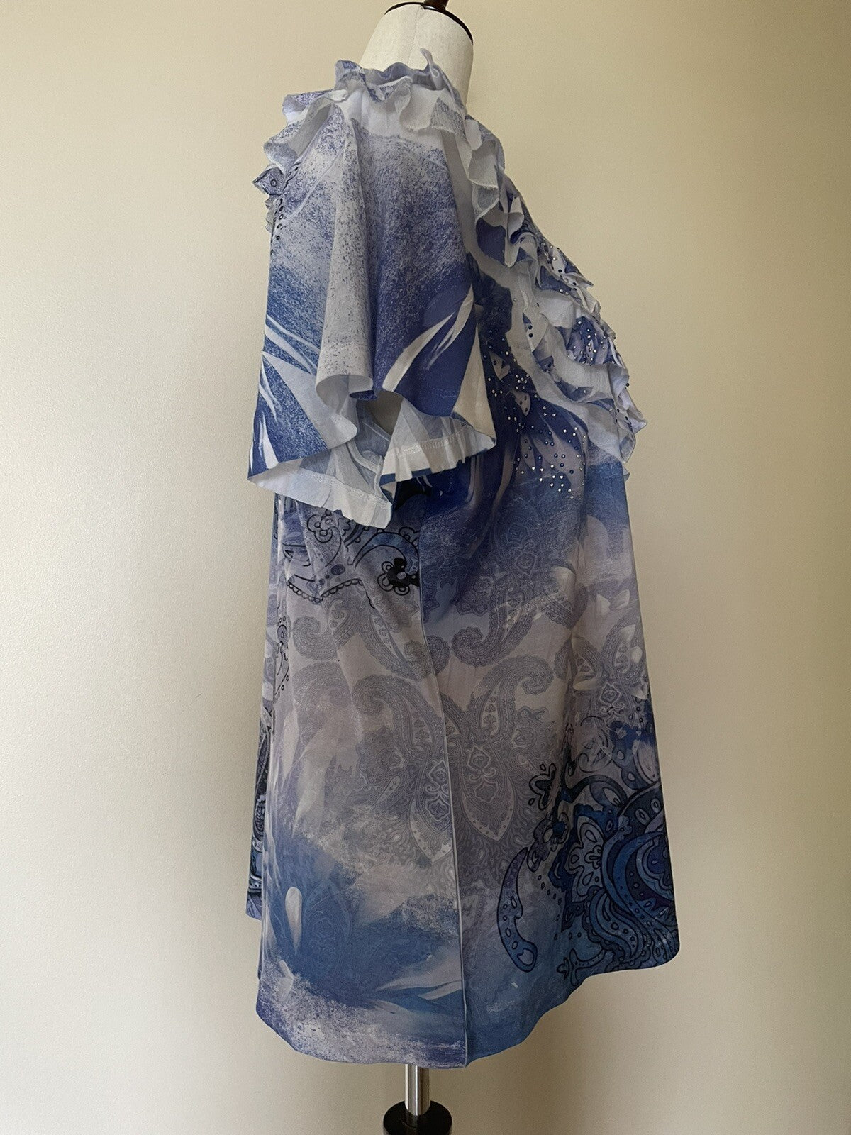 FRENCH BAZAAR Ruffle Paisley Top w/Sequin, Size L1