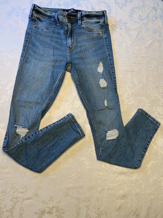 HOLLISTER Hi-Rise Crop Blue Jegging, Advanced Stretch. Size w26, l24.0