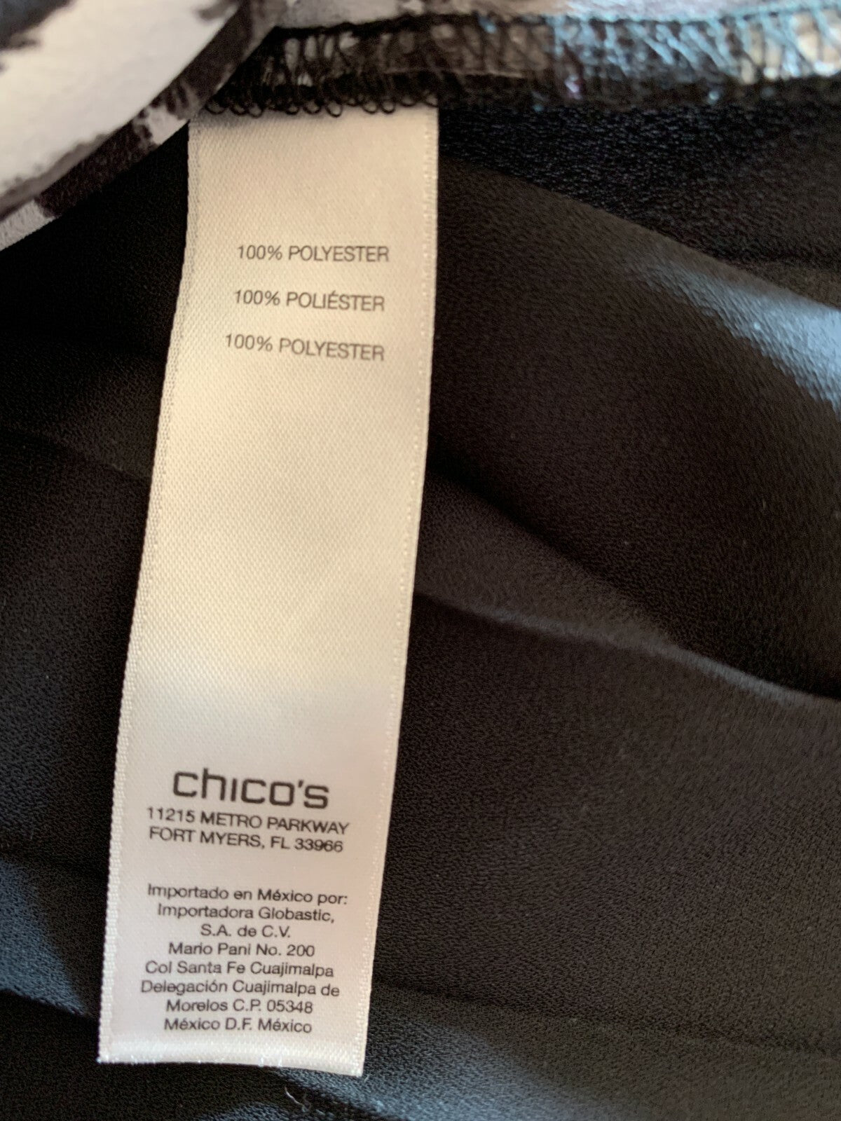 CHICO'S Black and White Animal Print Pleated Blouse, Size 13