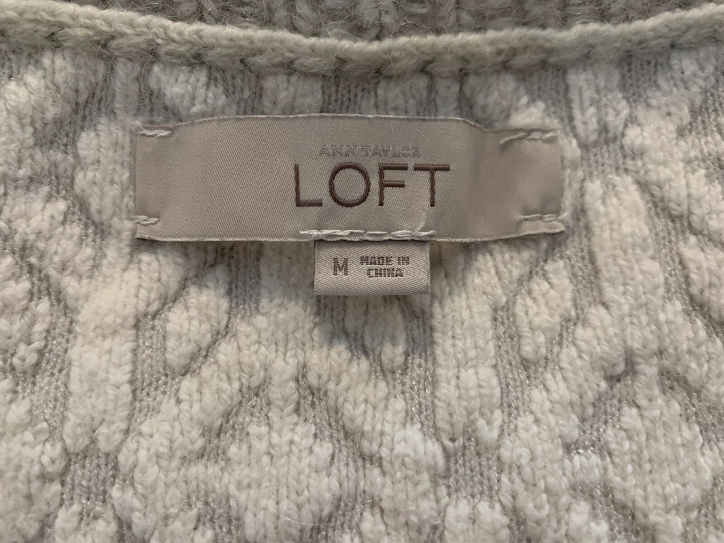 LOFT Winter White & Grey Cotton blend Sweater4