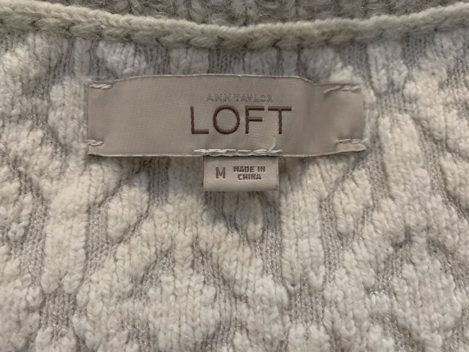 LOFT Winter White & Grey Cotton blend Sweater4