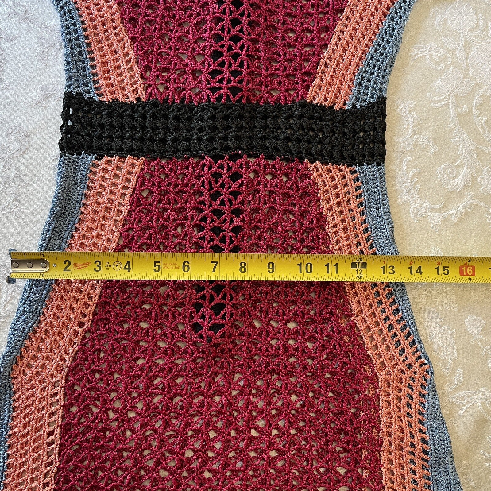 BEBE Colorful Crochet Knit Long Sleeve Mini Dress, Size XS12