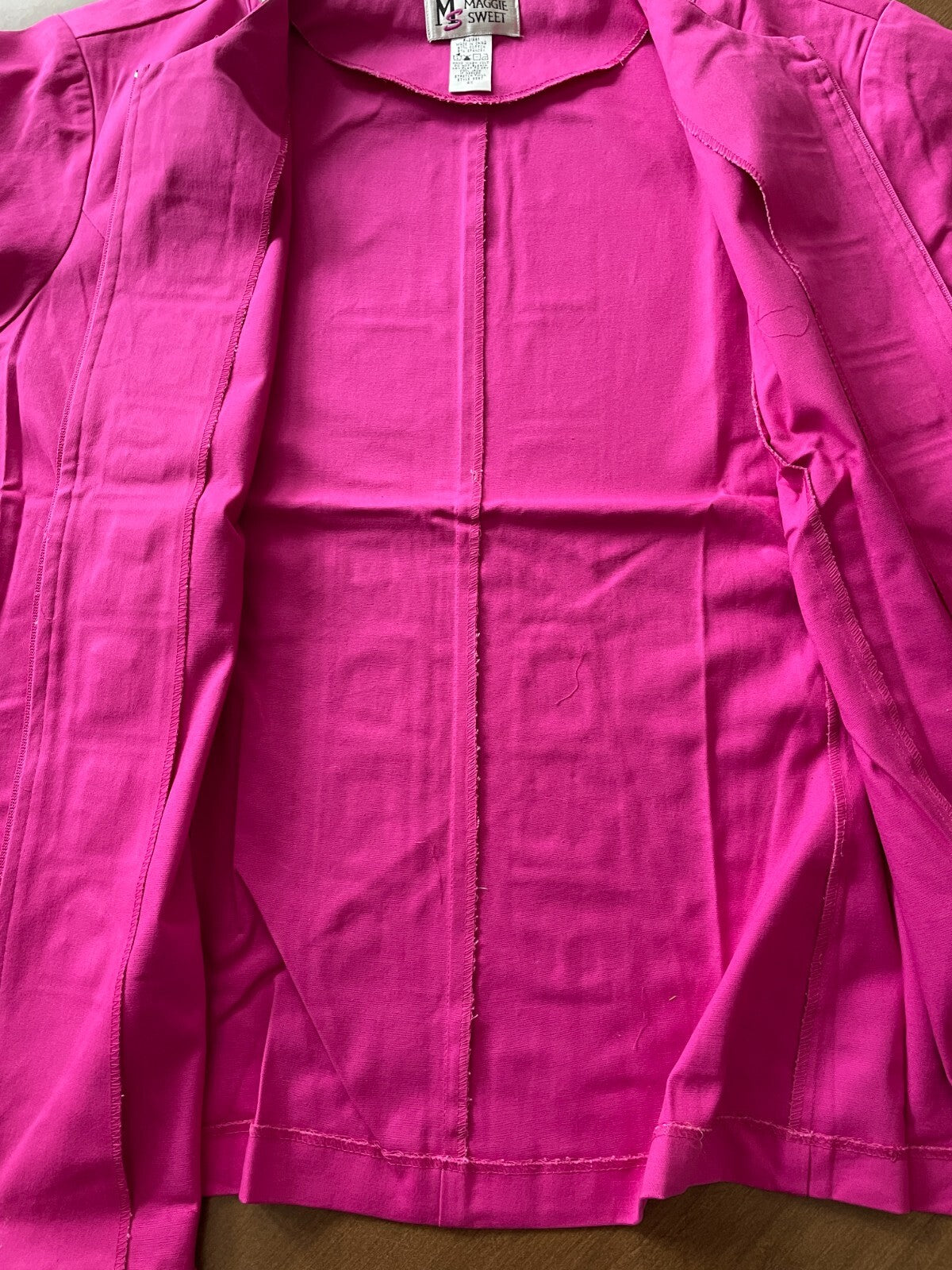 MAGGIE SWEET New Women's Pink Cotton Jacket with Jewels, Size 4X7