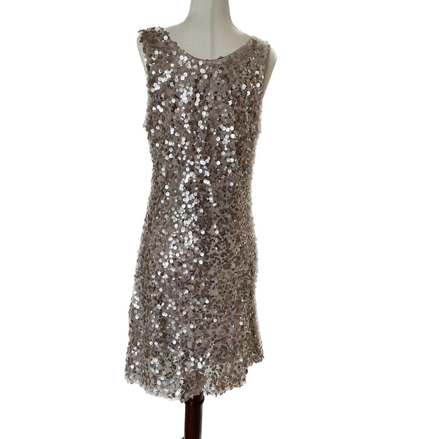OLEG CASSINI Gold Sequin Tank Mini Dress, Size 62