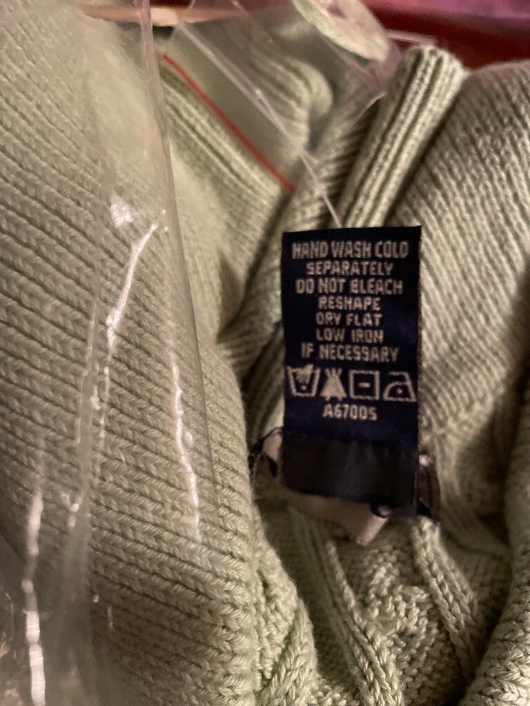 DENIM & CO New Jade Green Cable Knit cotton Cardigan Sweater, Size 3X6
