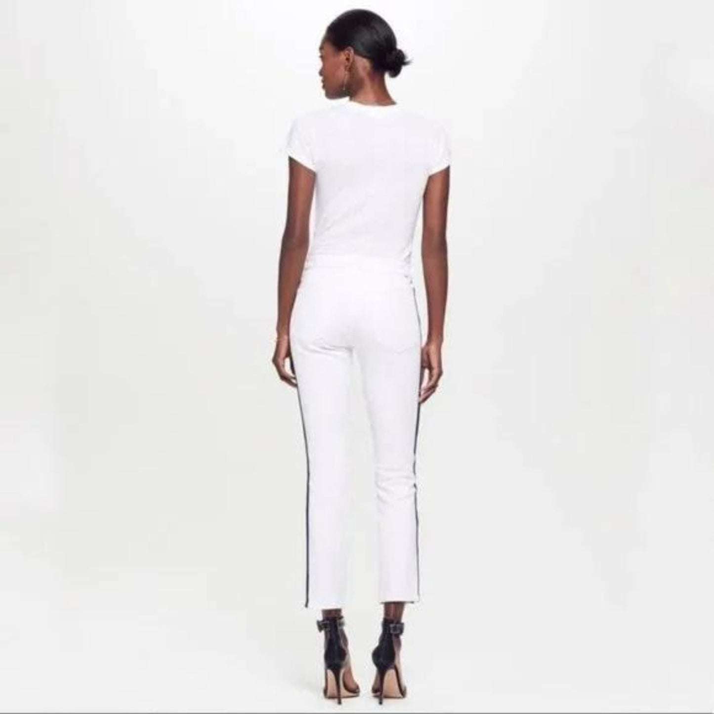 MOTHER New The Looker Ankle Glass Slipper Racer White and Navy Jeans, Size 243
