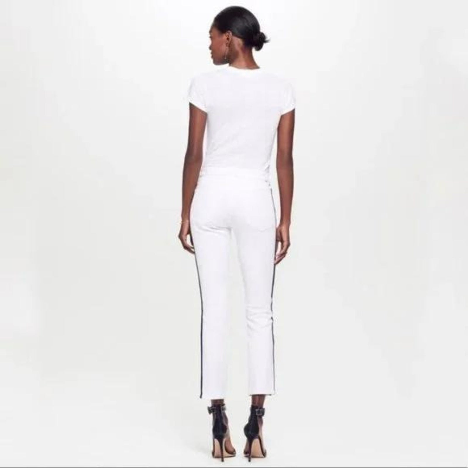 MOTHER New The Looker Ankle Glass Slipper Racer White and Navy Jeans, Size 243