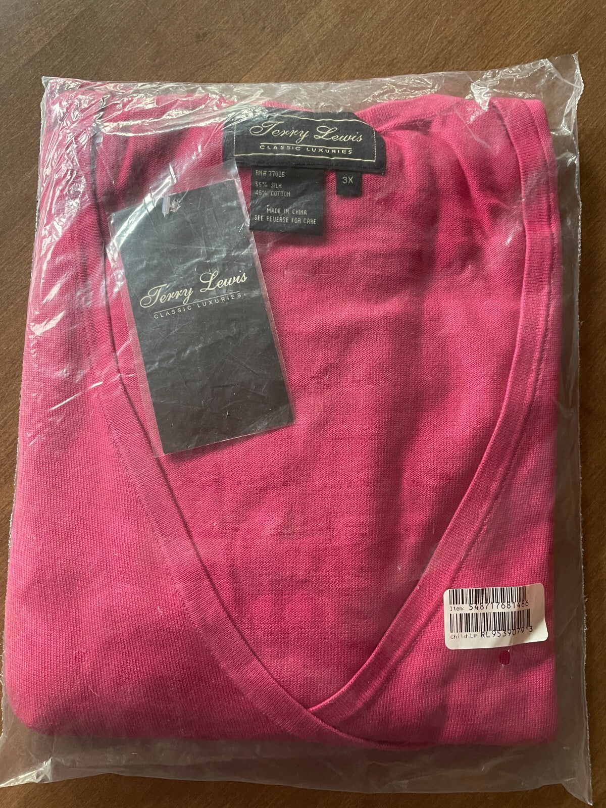 TERRY LEWIS Cascading Open Cardigan 65% Silk 45% Cotton Fuchsia, Size 3X, NEW3