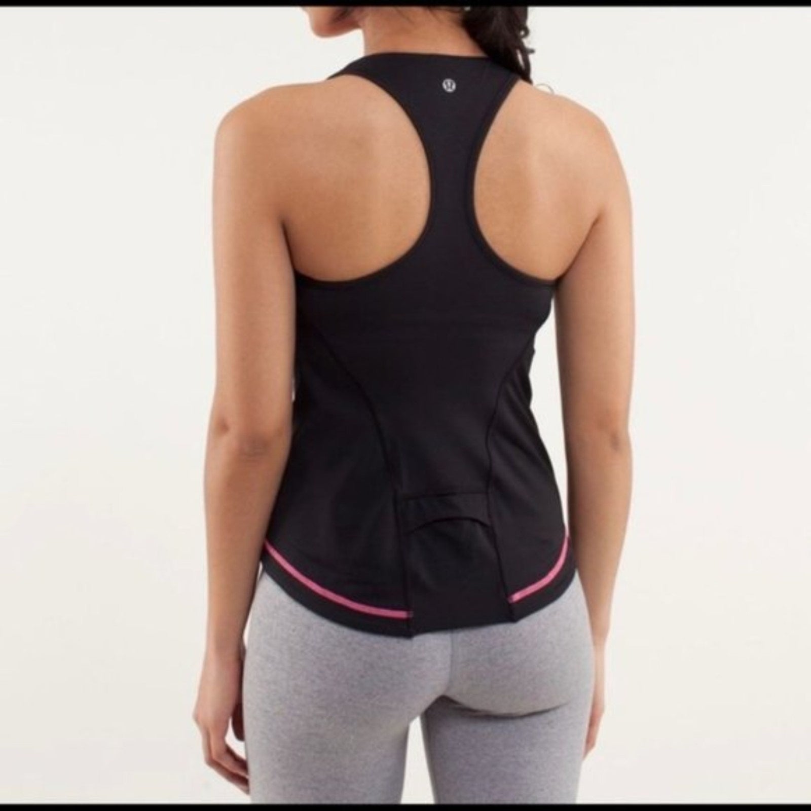LULULEMON Cardio Kick Tank Pink, Black, White Top with Running Racerback, Size 22